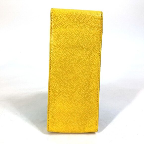 CHANEL Pouch CC Accessory case pen case glasses case Caviar Leather yellow - Picture 2 of 13
